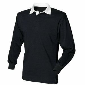 Chemise de rugby pour homme 100% coton à manches longues, couleur unie, col chemise, coupe classique, respirante, toutes saisons - Product Image 2