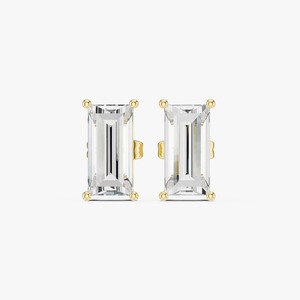Pendientes de Diamantes Cultivados en Laboratorio con Corte Baguette Recto de 3.71CTW, Oro Amarillo de 9K, 4 Puntas, Joyería Fina al por Mayor OEM - Product Image 4