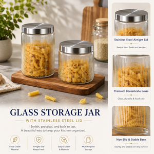 Custom Logo 880Ml Verticale Graan Glazen Opslagpot Klassieke Stijl Snack Specerijen Container Cover Duurzame Feestkeuken - Product Image 1