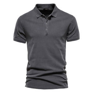 Chemises pour hommes en coton 100% tricoté, couleur unie, écologiques, décontractées, à manches courtes, col rabattu, mode streetwear - Product Image 4