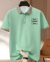Men's Navy Blue 100% Cotton Customizable for Shirt Short Sleeve Solid Breathable Casual Front Logo Print Regular Fit