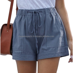 Shorts ZEDAAR para Mujer, 100% Lino, Cintura Alta, Corte Holgado, Tejido Transpirable de Secado Rápido y Ecológico para Uso Casual de Verano - Product Image 1