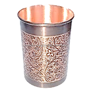 Verre à boire en cuivre pur gravé, finition noire et polie, pour la consommation et la cuisine, gobelet en cuivre anti-fuite - Product Image 1
