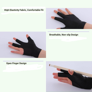 Guantes de Snooker Ligeros de Medio Dedo y de Tres Dedos, de Secado Rápido, Transpirables, Antideslizantes, para Jugadores de Billar - Product Image 2