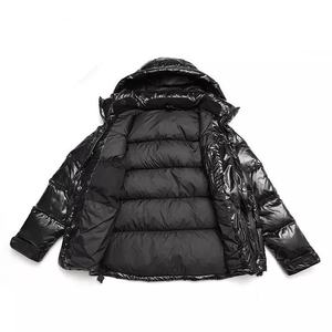 Chaqueta Acolchada Negra Brillante Personalizada para Hombre, Chaqueta de Plumón con Capucha para Invierno, Ropa Deportiva para Exteriores, OEM, ODM, Marca Privada Personalizada - Product Image 3