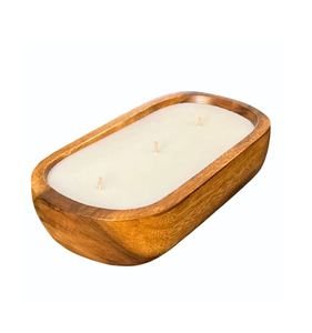 Cuenco de madera rústico para velas, portavelas para velas de té, decoración navideña para el hogar, centro de mesa, cuenco de madera. - Product Image 4