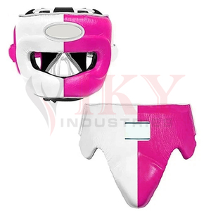 Latest Style Lightweight OEM Supplier Private Label Heavy Duty New Trendy Customized Split Color Pink And White Boxing Gear Set - Product Image 5