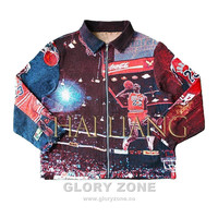 Veste zippée en tapisserie tissée personnalisée Glory Zone, style vintage jacquard graphique streetwear, pour homme et femme.