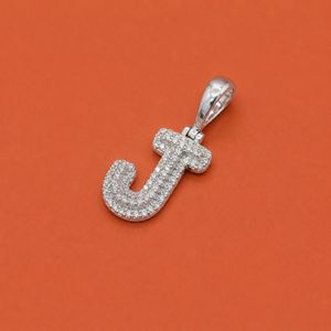 Pendentif Breloque Lettre J Moissanite Diamant Argent 925 Bicolore Style Hip Hop Iced Out - Product Image 2
