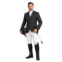 Veste d'équitation softshell respirante - Manteau de concours gris pour l'équitation - Blazer de compétition ajusté et anti-humidité