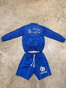 Ensemble short et veste coupe-vent unisexe en nylon léger avec blocs de couleur pour homme - Product Image 2