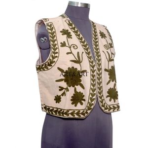 เสื้อกั๊กสตรีทแวร์ปักมือ 100% คอร์ติไซซ์  แบบเปิดด้านหน้า แขนกุด คอทรงโอ ระบายอากาศได้ดี เหมาะสำหรับงานปาร์ตี้ - Product Image 3