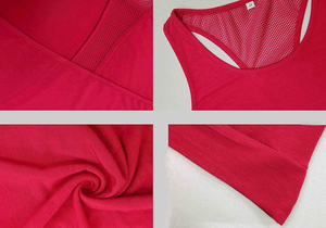 Camiseta sin mangas roja de moda para mujer, cuello redondo, tejido sólido, de secado rápido, deportiva, sin mangas, de primera calidad - Product Image 3