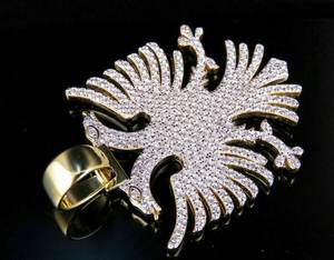 Pendentif Aigle Albanais en Diamant de Laboratoire Taille Ronde, Plaqué Or Argent 925, Style Hip Hop, Iced Out, pour Hommes - Product Image 4