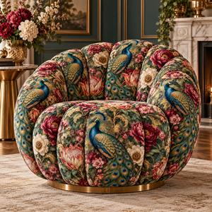 Tela de Tapicería PRANIKA Blue Bird con Jacquard Floral y de Frutas, 58/60 Pulgadas, Tejida, Estampada, Transpirable y Ligera, de Rajasthan - Product Image 3