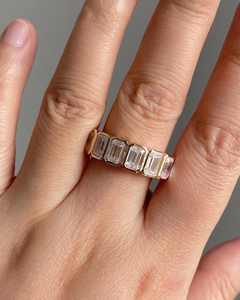 Anillo de Eternidad Completo con Moissanita Corte Esmeralda, Plata de Ley 925, Anillo de Compromiso y Boda - Product Image 1