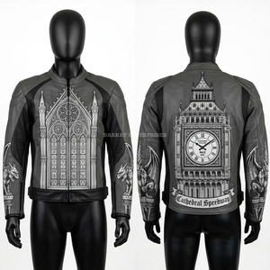 Blouson de moto en cuir contrastant, fabrication sur mesure, équipement professionnel pour motards, protection contre les chocs, veste pour motards - Product Image 2