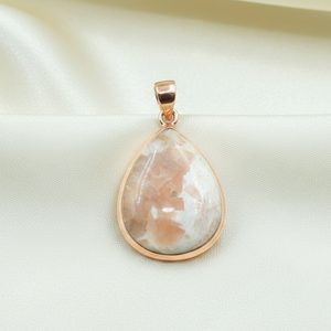 Natural Scolecite Teardrop Pendant <b>Necklace</b> 18K Yellow Gold Rose Gold Plated 925 Silver Crystal Healing <b>Boho</b> Jewelry Gift Women - Product Image 4