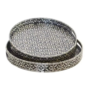 Premium Handcrafted Solid Teak Wood Pearl Serving <b>Tray</b> Square Shape Eco-Friendly Food Coffee <b>Tea</b> Decorative <b>Tray</b> On Sale - Product Image 5