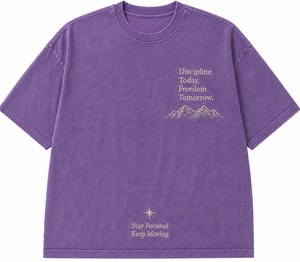 T-shirt surdimensionné brodé personnalisé pour homme, en coton violet, manches courtes, style streetwear décontracté, texte avant et arrière, design personnalisable - Product Image 2
