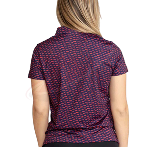 Polo Ligero para Mujer, Estampado Rojo, Manga Corta, Tejido Informal Transpirable, 100% Poliéster, Impresión Digital - Product Image 2