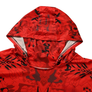 Sudadera con Capucha de Manga Larga con Camuflaje Rojo para Hombre, Secado Rápido, Protección Solar UPF, Camisa de Pesca - Product Image 4