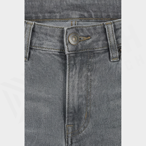 Jean en denim gris délavé coupe slim pour homme, jambe droite, taille mi-haute, en coton, style décontracté automne - Product Image 4