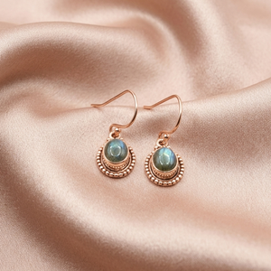Vintage Blue <b>Fire</b> Labradorite Gemstone Drop Earrings 925 Sterling Silver Rose Gold & Yellow Gold Plated Handmade Jewelry Women - Product Image 3