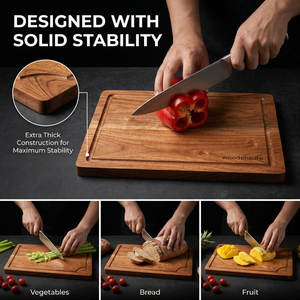 Heavy-Duty Solid Wood Eco-Friendly Cutting Board <b>Set</b> 3-Piece Non-Toxic Dishwasher Safe Kitchen Chopping Boards Deep Juice - Product Image 5