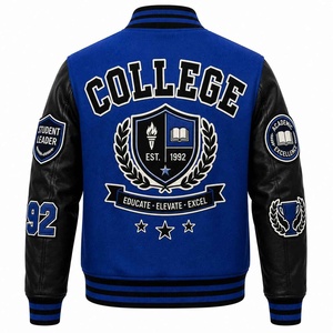 OEM Maßgeschneiderte Varsity-Jacke mit Gesticktem Team-Logo Wollkörper Lederärmel Unisex Streetwear College-Mode Varsity-Jacke - Product Image 6