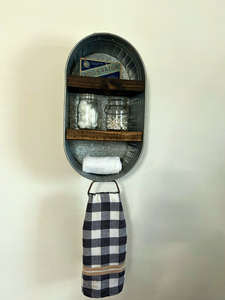 Customised Vintage Farmhouse Rustic Decor Galvanized Metal Washtub <b>Shelf</b> Storage Rack Hot Direct Factory <b>Wall</b>-Mounted Holder - Product Image 6