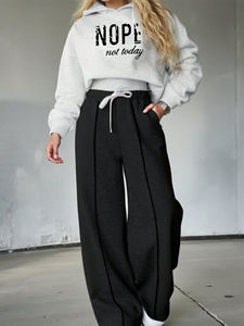 Ensemble de survêtement brodé personnalisé pour hommes et femmes, sweat à capuche et pantalon, tenue de sport deux pièces, vente en gros, tenue d'entraînement athlétique - Product Image 6