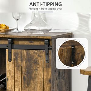 "Mango Wood Accent <b>Sideboard</b> Cabinet with Sliding Door & 6 Bottle Wine Storage for Villa" - Product Image 6