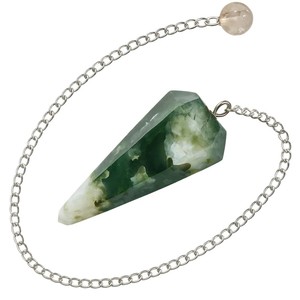 <b>Top</b> Selling Moss Agate <b>Crystal</b> Pendulum Conical Shape Polished Carving Beautiful Dowsing Tool Energy Healing Wholesale Perfect - Product Image 2