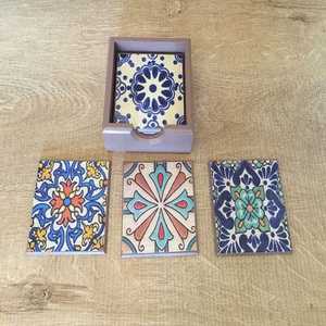 Posavasos Ecológicos de Madera Natural con Diseño Impreso para Servir Té, Café y Bebidas Frías, Protegen Mesas de Madera y Vidrio - Product Image 6