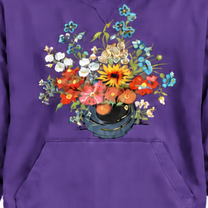 Sudadera con Capucha Morada con Estampado Floral de Ramo de Flores, Estilo Oversize Casual con Bolsillo Canguro, Ropa de Moda Urbana - Product Image 6