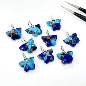 Pendentif Papillon en Turquoise Bleue Mohave AAA Lapis, en Argent Sterling 925, Sculpté à la Main, avec Pierre Précieuse en Turquoise Bleue, Bijou - Product Image 3