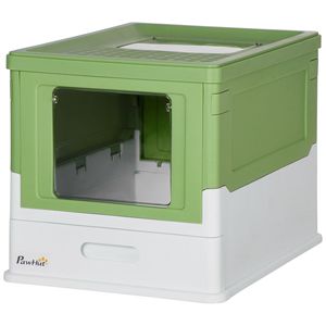 Fully Enclosed <b>Cat</b> Litter <b>Box</b> with Front Entry & Top Exit Yellowish Green Color - Product Image 1