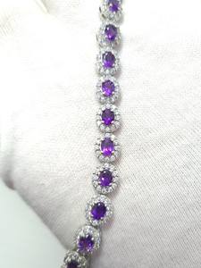 Bracelet tennis ovale en améthyste violette naturelle d'Afrique, bracelet rivière, bracelet cocktail halo, cadeau pour elle - Product Image 3