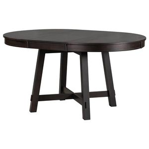 Espresso Farmhouse Round Extendable Dining Table with 16\" Leaf Wood Kitchen Table - Product Image 5
