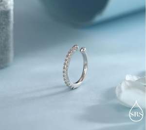 Manchettes d'oreille en argent sterling avec zircone cubique, sans perçage, finition or, or rose ou argent, pour boucles d'oreilles enveloppantes sans perçage3 - Product Image 5