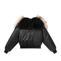 Blouson bomber à capuche pour homme, hiver, polyester épais, coupe-vent, col en fourrure, longueur normale, couleur unie