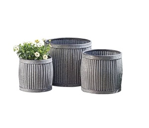 Amazing Rustic Galvanized Metal Planter Bucket With Flower And Green Plant Outdoor Garden Decorative <b>Container</b> - Product Image 3
