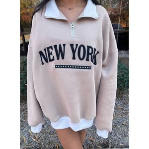 Suéter de cuello alto con media cremallera para mujer, estilo urbano, 100% algodón, ecológico, transpirable, manga larga, ligero, con logotipo personalizado - Product Image 2