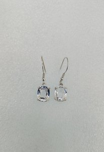 Pendientes Colgantes de Zafiro Blanco, Plata de Ley 925, Corte Cojín, Chapados en Oro, Hechos a Mano, Regalo de Aniversario para Mujer - Product Image 3