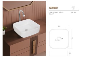 hot sell counter top <b>basin</b> ceramic or porcelain wash sink wholesale popular above counter <b>basin</b> 390X390X125mm SIZE - Product Image 2
