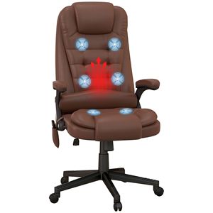 Sedia da Ufficio Marrone Contemporanea con 6 Punti di Vibrazione, 3 Modalità di Riscaldamento, Comoda Sedia Direzionale in Rete Reclinabile - Product Image 1