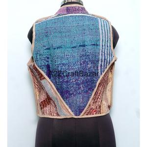 Chaleco de Algodón Acolchado Kantha Vintage Hecho a Mano para Mujer, Estilo Boho, 100% Algodón Puro, Diseño Corto - Product Image 5