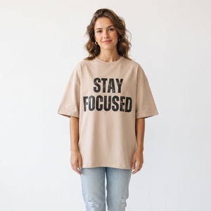 T-shirt oversize pour femme, décontracté, 100% coton, manches courtes, imprimé, épaules tombantes, poids lourd 320GSM - Product Image 2