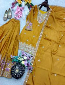 Shreeji Fashion Designer Indian Pakistani Cinon Silk Quick Dry Sharara Bollywood Dress Party Wear Suit Wedding - Product Image 3